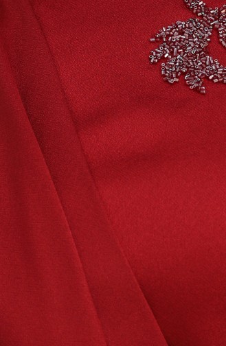 Weinrot Hijab-Abendkleider 6037-01