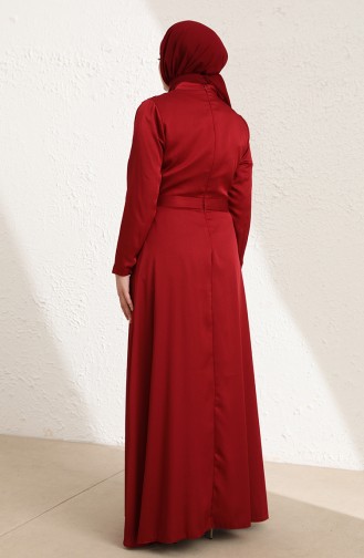 Claret Red Hijab Evening Dress 6037-01