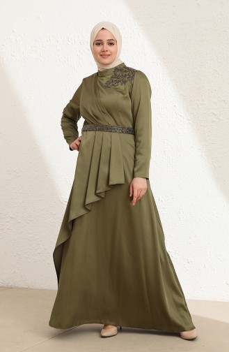 Khaki Hijab-Abendkleider 6037-02