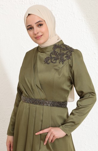 Khaki Hijab-Abendkleider 6037-02