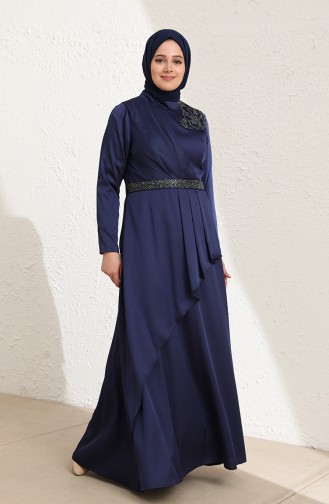 Dunkelblau Hijab-Abendkleider 6037-03