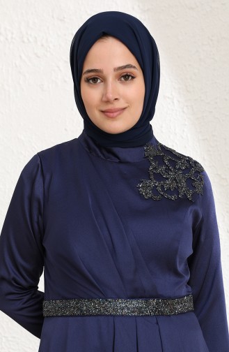 Dunkelblau Hijab-Abendkleider 6037-03