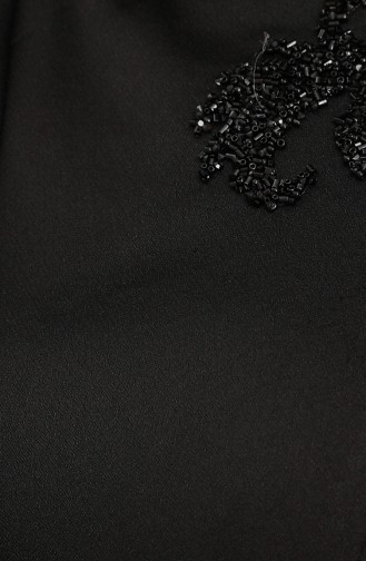Kreppsatin A-Linie Hijab-Abendkleid In Übergröße 6037-04 Schwarz 6037-04