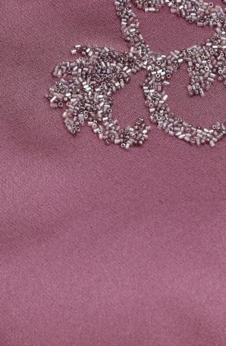 Omuzu Ve Beli Meçli Krep Saten Çan Büyük Beden Tesettür Abiye 6037-06 Lila
