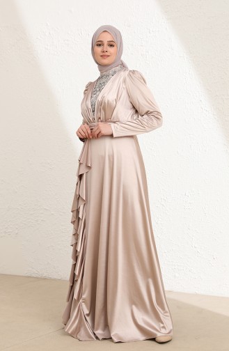 Beige Hijab-Abendkleider 6039-01