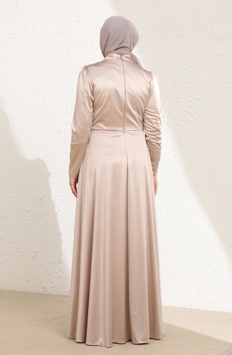 Beige Hijab Evening Dress 6039-01