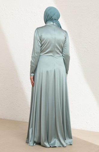 Unreife Mandelgrün Hijab-Abendkleider 6039-02