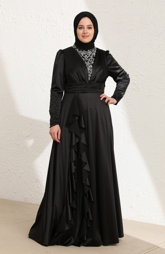 Black Hijab Evening Dress 6039-04