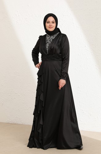 Schwarz Hijab-Abendkleider 6039-04