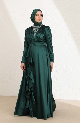 Emerald Green Hijab Evening Dress 6039-05
