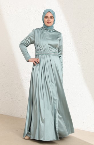 Green Almond Hijab Evening Dress 6040-02