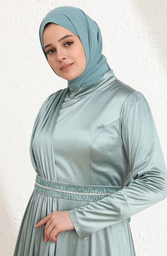 Unreife Mandelgrün Hijab-Abendkleider 6040-02
