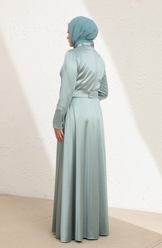 Green Almond Hijab Evening Dress 6040-02