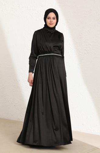 Black Hijab Evening Dress 6040-04