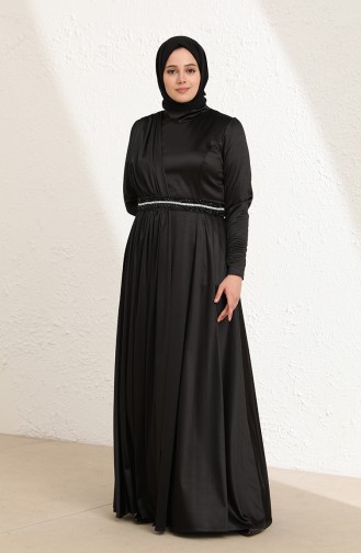 Black Hijab Evening Dress 6040-04