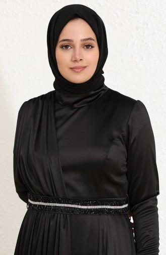 Schwarz Hijab-Abendkleider 6040-04