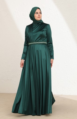 Emerald Green Hijab Evening Dress 6040-05