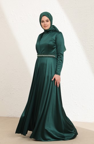 فساتين سهرة بتصميم اسلامي أخضر زمردي 6040-05
