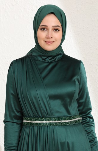 Emerald Green Hijab Evening Dress 6040-05