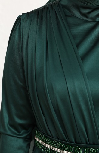 Emerald Green Hijab Evening Dress 6040-05