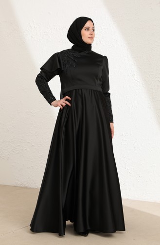 Black Hijab Evening Dress 6043-02