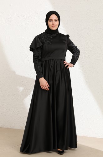 Black Hijab Evening Dress 6043-02