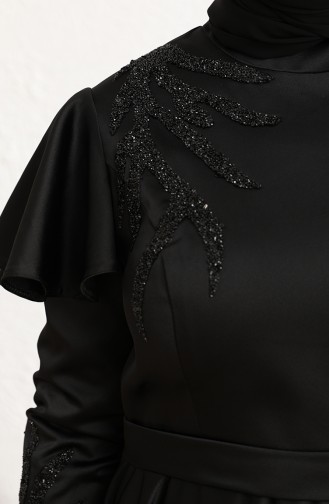 Black Hijab Evening Dress 6043-02