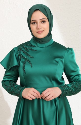 فساتين سهرة بتصميم اسلامي أخضر زمردي 6043-03