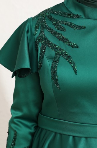 Emerald Green Hijab Evening Dress 6043-03