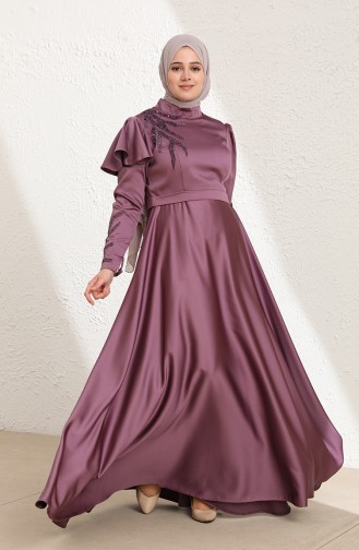 Violet Hijab Evening Dress 6043-04