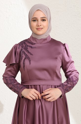 Violet Hijab Evening Dress 6043-04