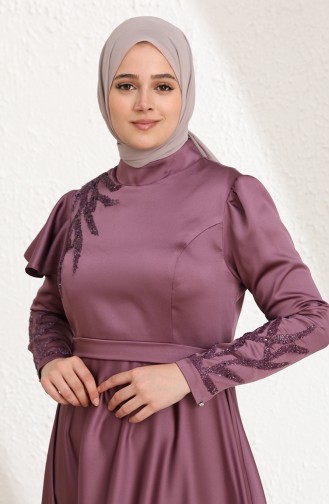 Violet Hijab Evening Dress 6043-04