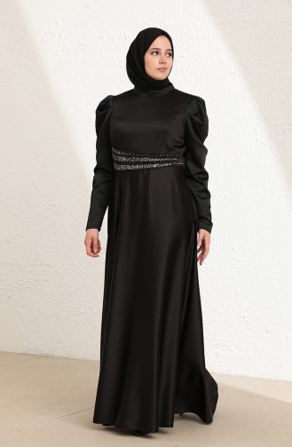 Black Hijab Evening Dress 6044-02