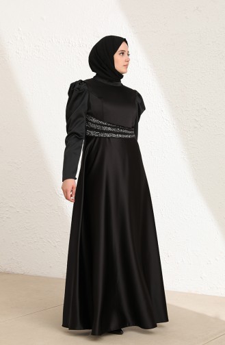 Black Hijab Evening Dress 6044-02