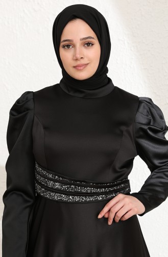 فساتين سهرة بتصميم اسلامي أسود 6044-02