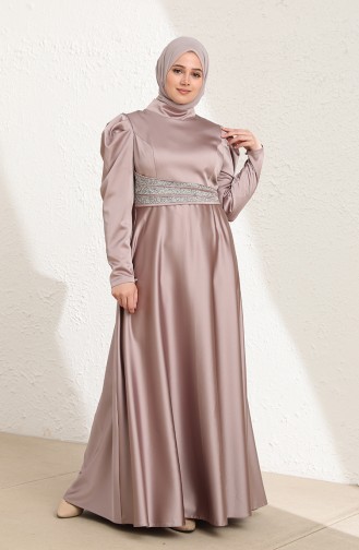 Mink Hijab Evening Dress 6044-04