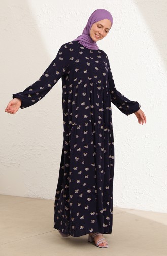 Navy Blue Hijab Dress 1781-01