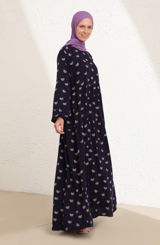 Navy Blue Hijab Dress 1781-01