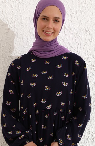 Dunkelblau Hijab Kleider 1781-01