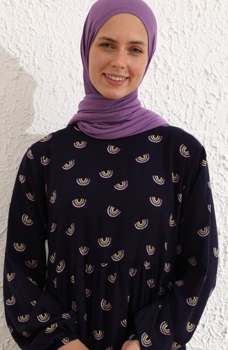 Navy Blue Hijab Dress 1781-01