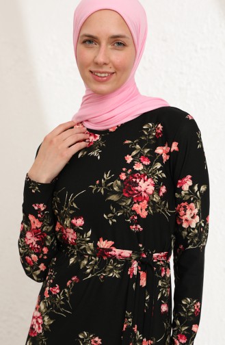 Schwarz Hijab Kleider 5855-01