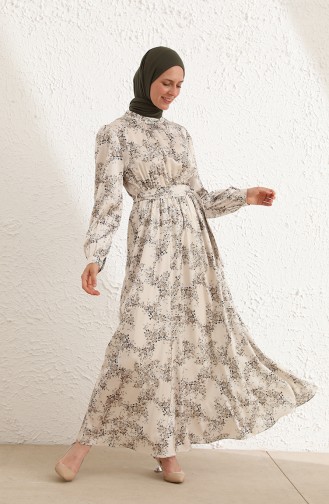 Beige Hijab Dress 0041-03