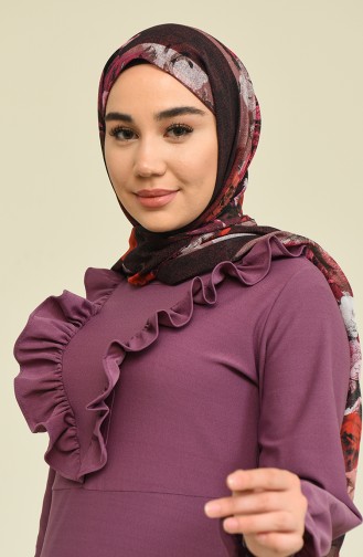 Dark Violet Hijab Dress 3273-05