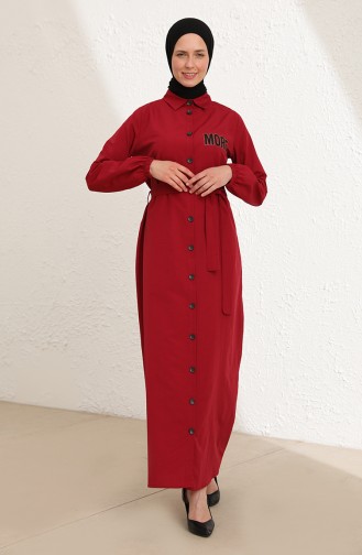 Claret Red Hijab Dress 3637-01
