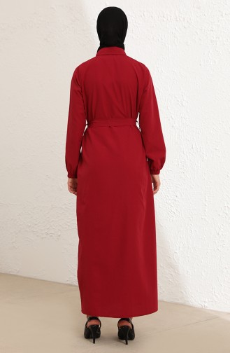 Weinrot Hijab Kleider 3637-01