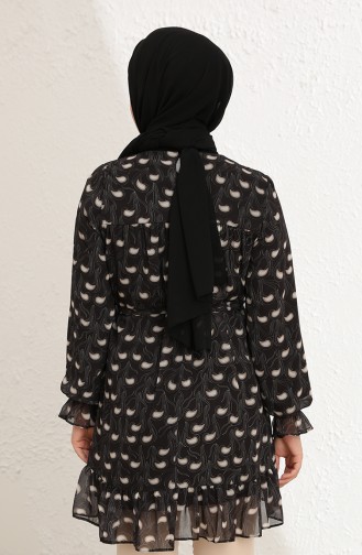 Desenli Şifon Tunik 0040-01 Siyah