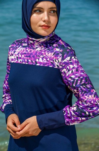 Dunkelblau Hijab Badeanzug 7061-01