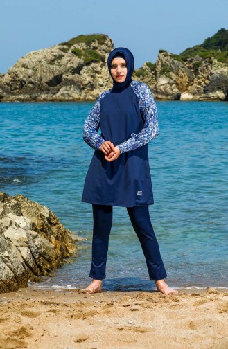 Maillot de Bain Hijab Bleu Marine 7071-01