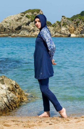Maillot de Bain Hijab Bleu Marine 7071-01