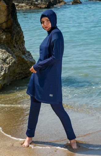 Navy Blue Modest Swimwear 7121-01